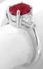 Profile View Past Present Future Burmese Ruby Oval and Trillion Diamond Ring in 18k white gold