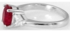 Side View of Three Stone Natural Ruby and Trillion Diamond Ring in 18k white gold