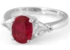 Ruby Engagement Ring with 2 carat Oval Natural Burmese Ruby and Fine Quality Trillion Diamonds in 18k white gold