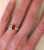 Ruby Ring - Natural Oval Ruby and Trapezoid Diamond Ring