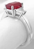 Burmese Ruby Ring - Natural Oval Ruby and Trapezoid Diamond Ring in 18k white gold