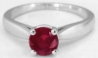 Solitaire set natural sapphire ring in 14k white gold