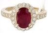 Ruby Ring - Natural Oval Ruby in Diamond Halo Setting