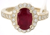Ruby Ring - Natural Oval Ruby in Diamond Halo Setting
