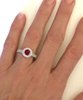 Genuine Round Ruby Ring with Diamond Halo in 14k white gold