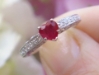 Vintage Style Heart Cut Natural Ruby Wedding Ring in sold 14k white gold