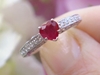 Vintage Style Heart Cut Natural Ruby Wedding Ring in sold 14k white gold