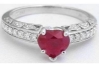 Ruby Engagement Ring -Natural Heart Shape Burmese Ruby and Diamond Engagement Ring in 14k white gold