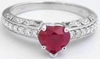 Ruby Engagement Ring -Natural Heart Shape Burmese Ruby and Diamond Engagement Ring in 14k white gold