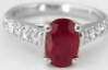 Oval cut natural sapphire ring in 14k white gold