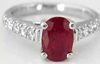 Ruby Ring - Natural Oval with Diamonds in 14k white gold