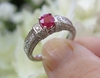 Natural Oval Ruby Engagement Ring with Real Diamonds in a 14k white gold band for sale