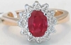 Ruby Ring - Natural Oval Ruby in Diamond Ballerina Gold Setting