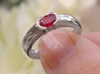 Simple Natural East West Set Oval Ruby Solitaire Ring with Semi Bezel in solid 14k white gold for sale