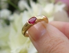 Natural Ruby Ring Solitaire with Semi Bezel East West Genuine Ruby set in solid 14k yellow gold