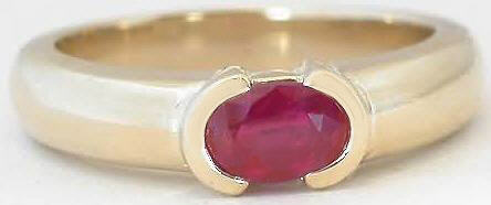 Natural Ruby Solitaire East West Set Ring in Yellow Gold