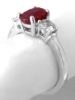 Real Oval Burmese Ruby Ring with round side natural white sapphires set in simple 14k white gold band for sale
