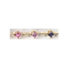 Natural Princess Cut Rainbow Sapphire and Real Diamond Bracelet in solid 14k yellow gold for sale