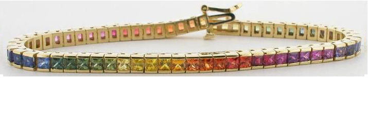 Rainbow Sapphire Bracelet in Yellow Gold