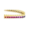 Princess cut natural rainbow sapphire ring in 14k yellow gold