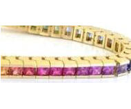 Rainbow Sapphire Bracelet in Yellow Gold