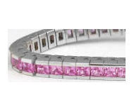 8.7-9.8 ctw Princess Cut Pink Sapphire Bracelet in 14k white gold  Pink Sapphire Bracelets, Princess Cut Pink Sapphire Bracelet, Pink Sapphire Bracelet, Pink Sapphire Tennis Bracelets