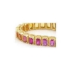 Radiant cut natural rainbow sapphire ring in 14k yellow gold