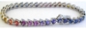 Heart Cut Natural Ceylon Multi Color Sapphire Bracelet in 14k white gold- 8 inch