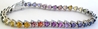 Multicolor Rainbow Sapphire Heart Bracelets