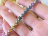 Real multi color sapphire tennis bracelet in solid 14k white gold with natural heart cut sapphires