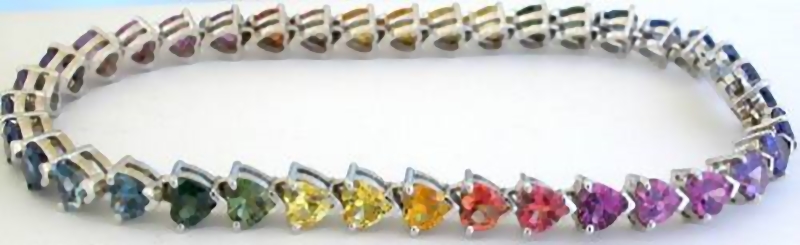 Heart Cut Natural Rainbow Sapphire Bracelets in 14k white gold for sale