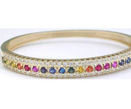 Rainbow Sapphire and Diamond Bangle