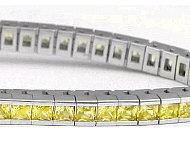 Yellow Sapphire Bracelet - 8.7 ctw Princess Cut in 14k white gold Sapphire Bracelets, Sapphire Bracelet, Yellow Sapphire Bracelets, Princess Cut Yellow Sapphire Bracelets