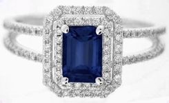 Emerald Cut Sapphire Ring in 14k White Gold
