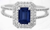 Emerald Cut Sapphire Ring in 14k White Gold