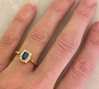 Kate Middleton Inspired Natural Sapphire Engagement Ring with Real Diamond Halo in solid 14k yellow gold for sale