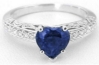Heart cut natural sapphire ring in 14k white gold