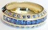 Channel Set Princess Cut Natural Blue Sapphire Band Ring in solid 14k yellow gold