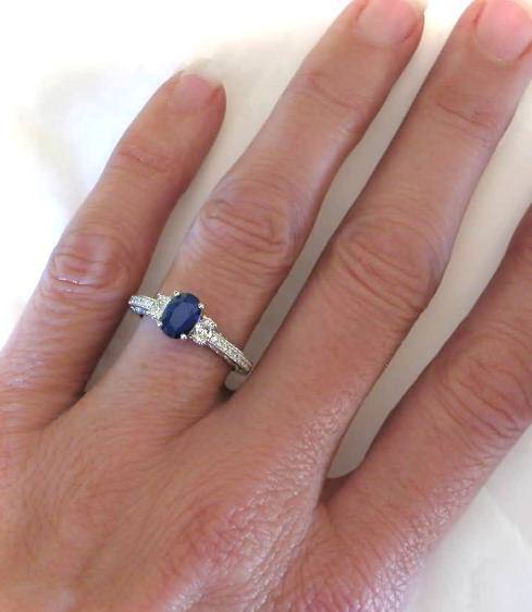 Vintage Brutalist Diamond and Sapphire Ring in Solid 14k White Gold; Size 6 Layaway Payment 4 of 8 RESERVED FOR DB