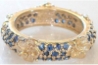 Pave set natural blue sapphire eternity ring in 14k yellow or white gold