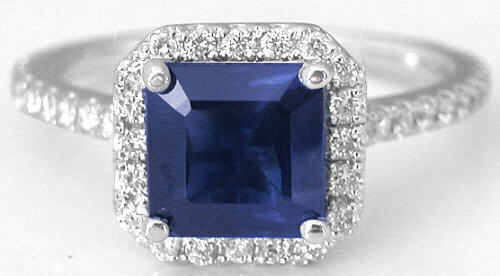 Princess Cut Sapphire Ring in white gold