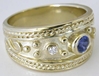 Blue Sapphire and Diamond Ring in 14k yellow gold