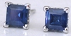 Square Sapphire Earrings in White Gold