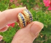 Real Blue Sapphire Hoop Earrings in 14k yellow gold