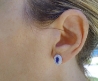 Bezel Set Oval Sapphire Earrings 14k White Gold