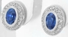 Bezel Set Oval Sapphire Earrings 14k White Gold