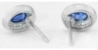 Bezel Set Oval Sapphire Earrings with Diamond Halo 14k White Gold