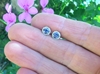 Natural Cornflower Blue Sapphire and Real Diamond Stud Earrings in 14k white gold for sale