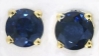 Round cut natural navy blue sapphire earrings in 14k yellow gold