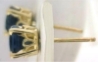 Round cut natural navy blue sapphire earrings in 14k yellow gold